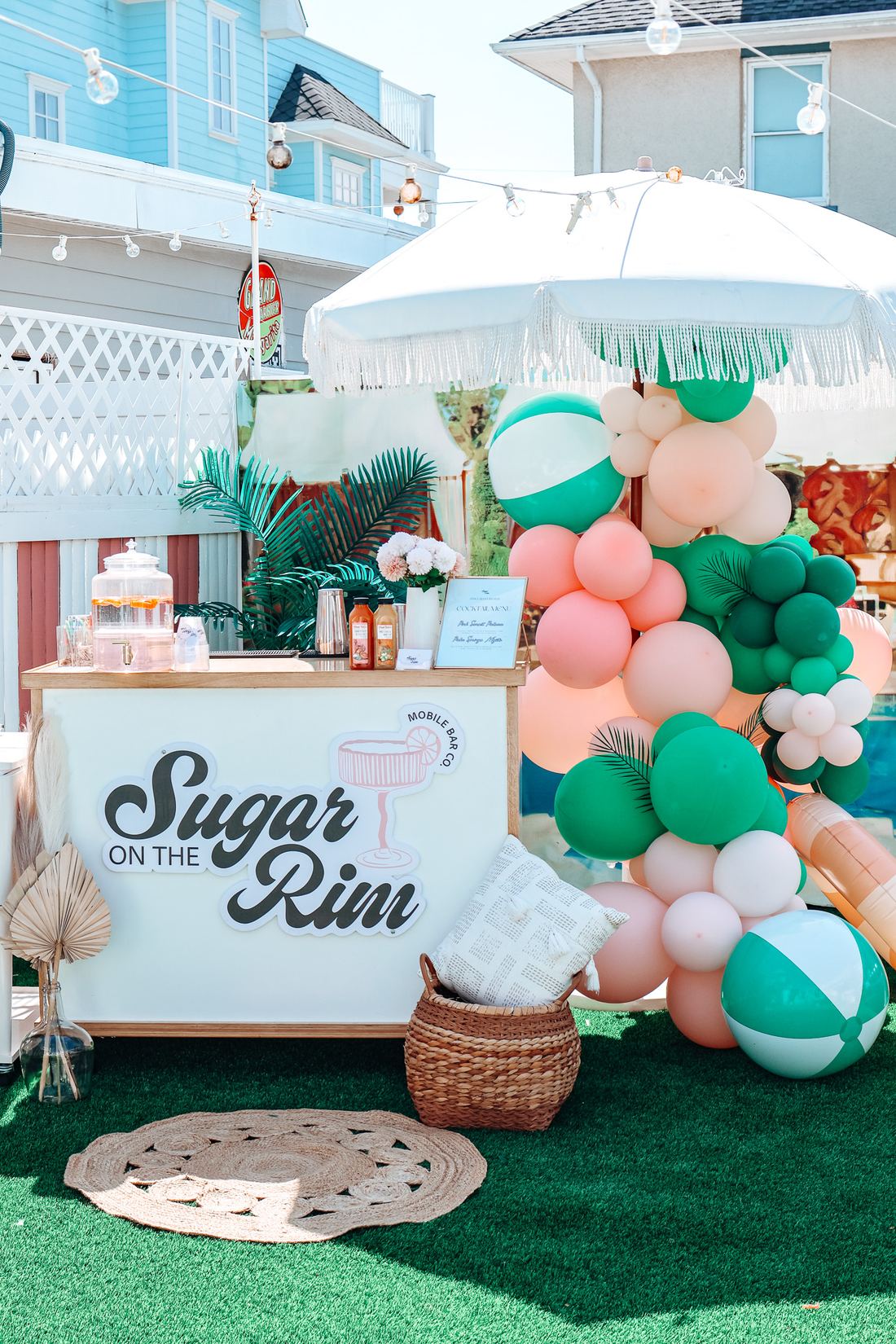 Mobile cocktail bar setup at NJ wedding